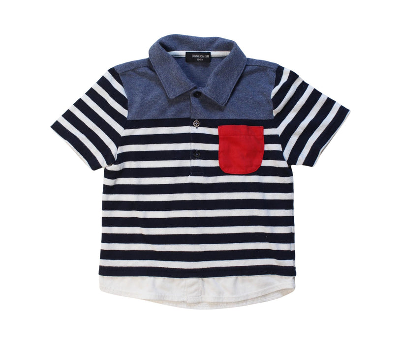 A Multicolour Short Sleeve Polos from Comme Ca Ism in size 2T for boy. (Front View)