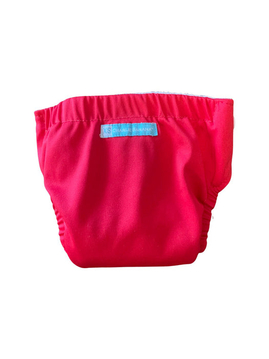 A Red Cloth Diapers from Charlie Banana in size 0-3M for neutral. (Back View)