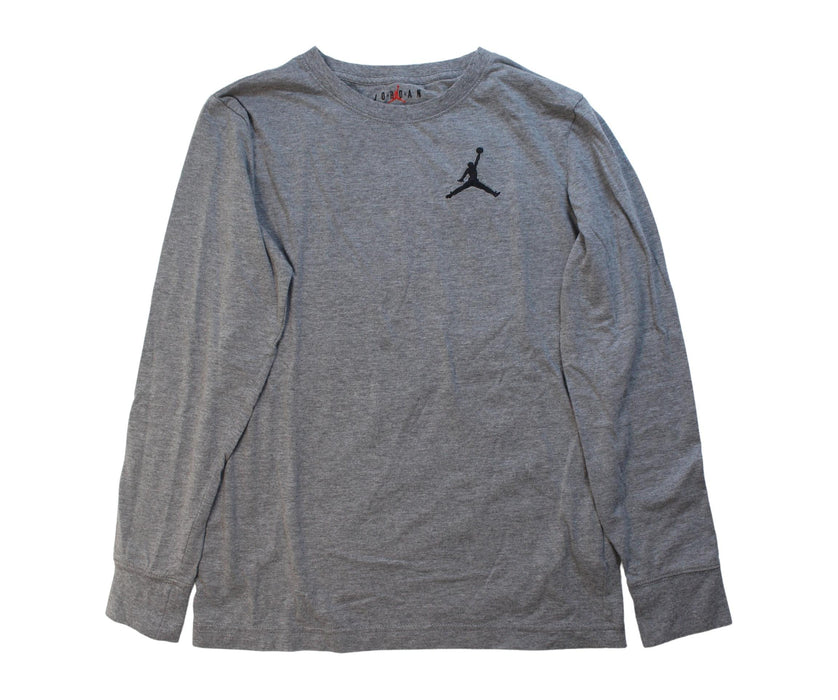 A Grey Long Sleeve T Shirts from Air Jordan in size 12Y for boy. (Front View)