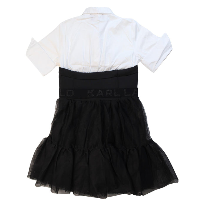 A Black Short Sleeve Dresses from Karl Lagerfeld in size 7Y for girl. (Back View)