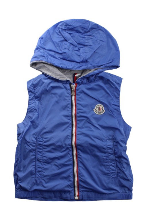 A Blue Outerwear Vests from Moncler in size 8Y for boy. (Front View)