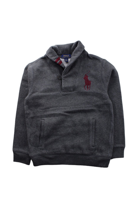 A Grey Buttoned Sweatshirts from Polo Ralph Lauren in size 7Y for boy. (Front View)