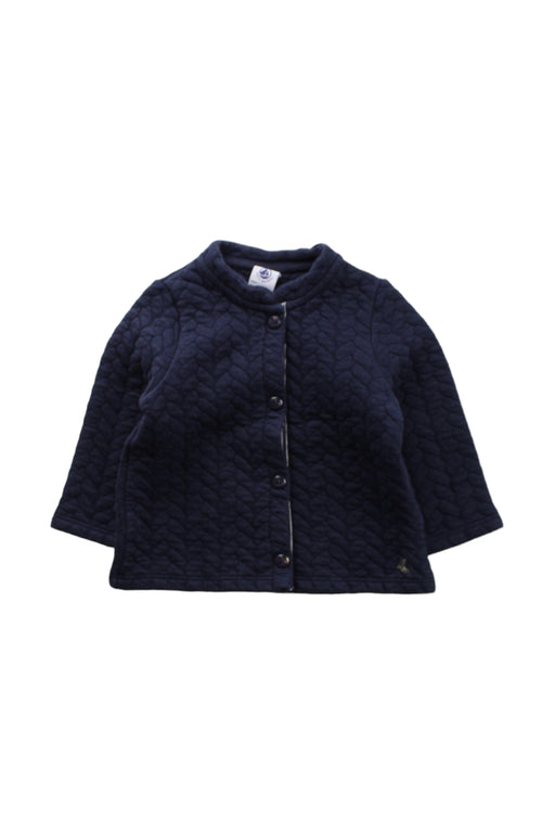 A Blue Cardigans from Petit Bateau in size 6-12M for girl. (Front View)