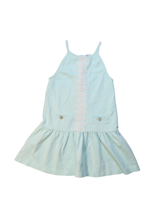 A Blue Sleeveless Dresses from Janie & Jack in size 5T for girl. (Front View)