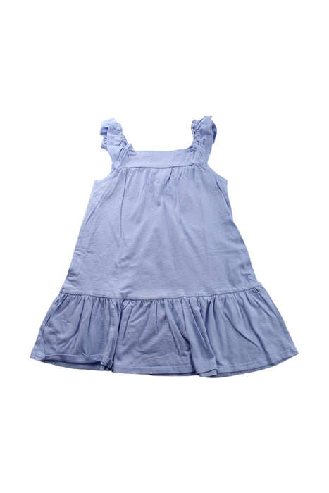 A Blue Sleeveless Dresses from Seed in size 5T for girl. (Back View)