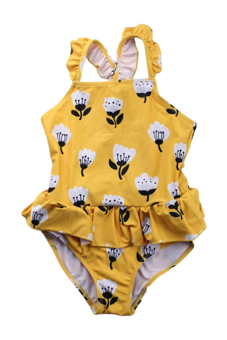 A Yellow Swimsuits from Cotton Pigs in size 5T for girl. (Front View)