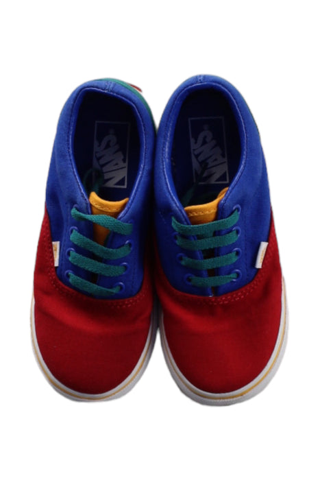 A Red Sneakers from Vans in size 4T for boy. (Back View)