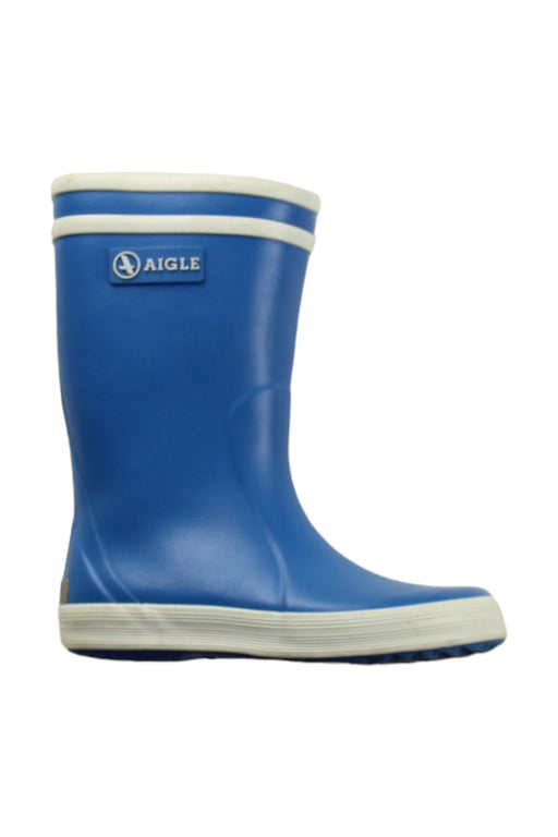 A Blue Rain Boots from Aigle in size 4T for boy. (Front View)