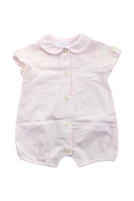 A Pink Short Sleeve Rompers from The Little White Company in size Newborn for girl. (Front View)