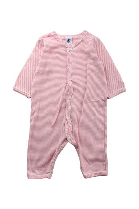 A Pink Long Sleeve Jumpsuits from Petit Bateau in size 3-6M for girl. (Front View)