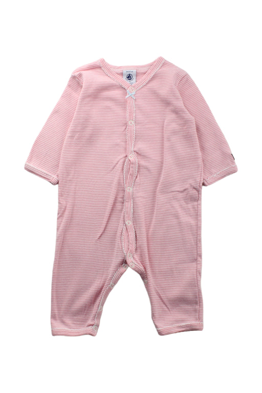 A Pink Long Sleeve Jumpsuits from Petit Bateau in size 3-6M for girl. (Front View)