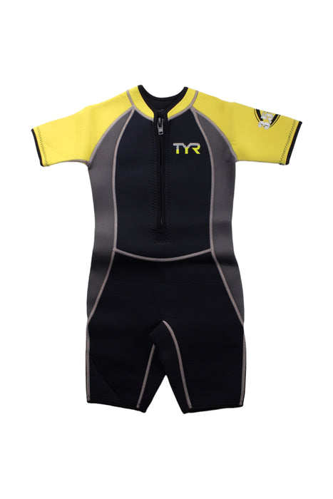 A Black Wetsuits from TYR in size 8Y for boy. (Front View)