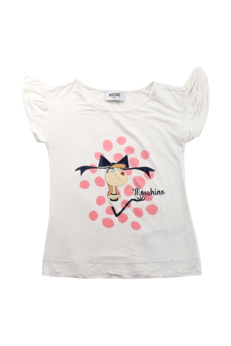 A White Short Sleeve Tops from Moschino in size 4T for girl. (Front View)