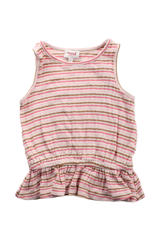 A Pink Sleeveless Dresses from Seed in size 5T for girl. (Front View)