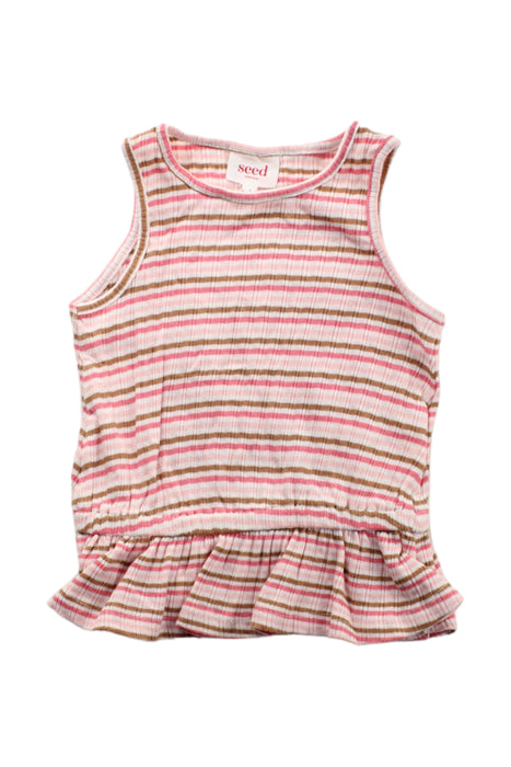 A Pink Sleeveless Dresses from Seed in size 4T for girl. (Front View)