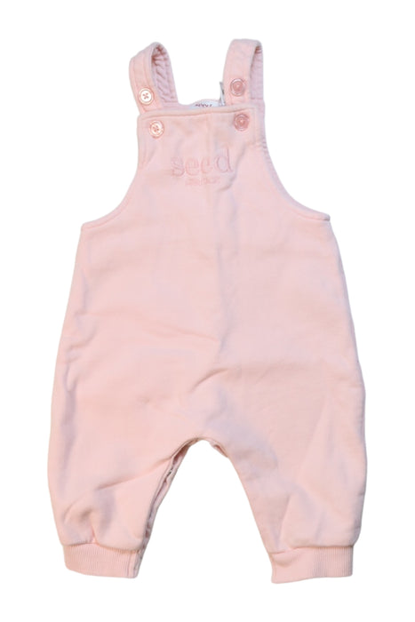 A Pink Long Overalls from Seed in size 3-6M for girl. (Front View)