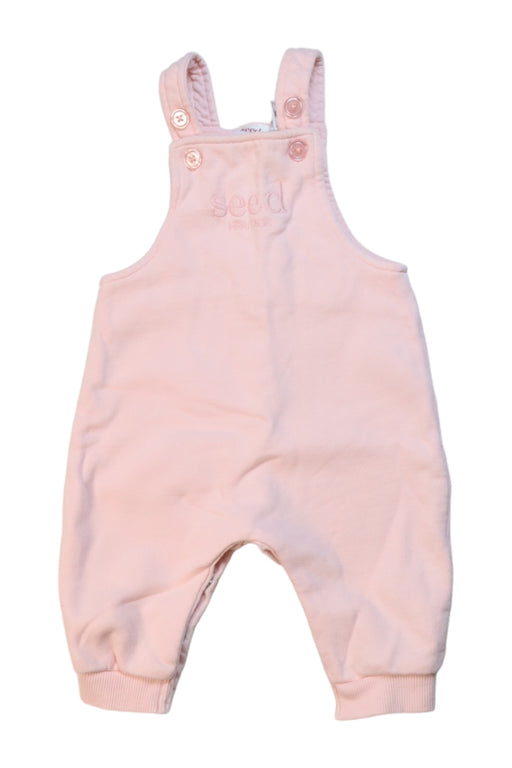 A Pink Long Overalls from Seed in size 3-6M for girl. (Front View)