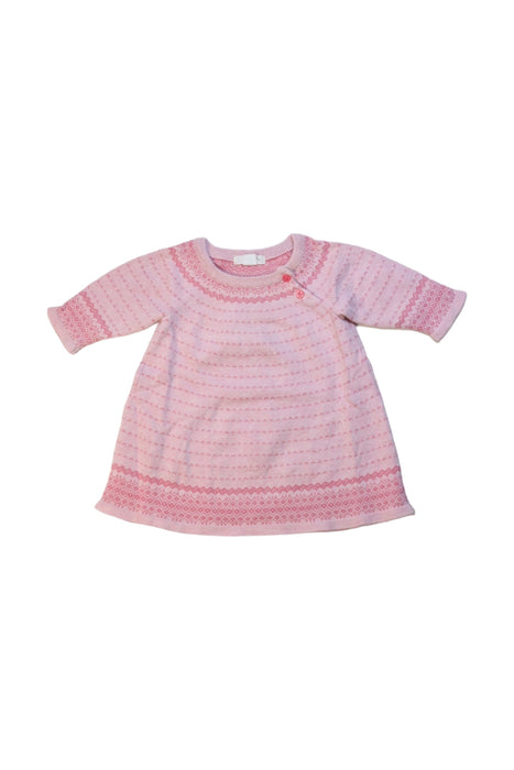 A Pink Long Sleeve Dresses from purebaby in size 0-3M for girl. (Front View)