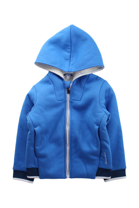 A Blue Zippered Sweatshirts from Jacadi in size 4T for boy. (Front View)