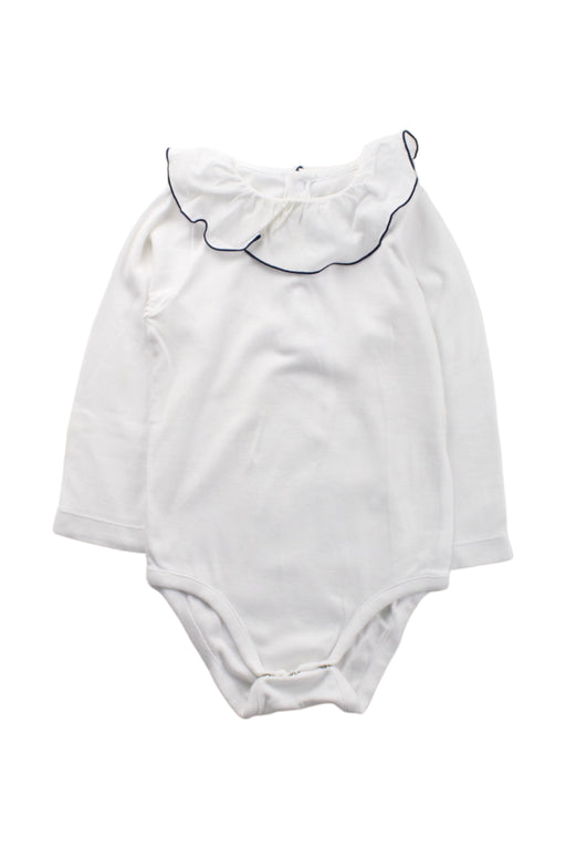 A White Long Sleeve Bodysuits from Jacadi in size 12-18M for girl. (Front View)