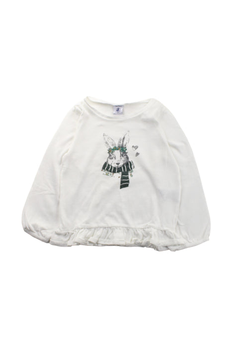 A White Long Sleeve Tops from Petit Bateau in size 3T for girl. (Front View)