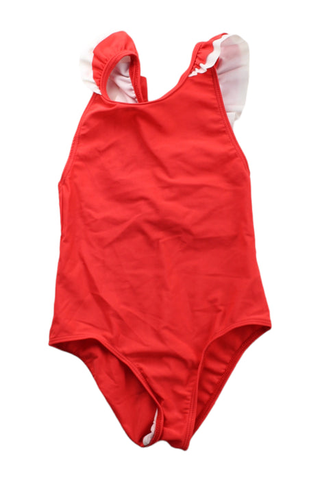 A Red Swimsuits from Petit Bateau in size 3T for girl. (Front View)