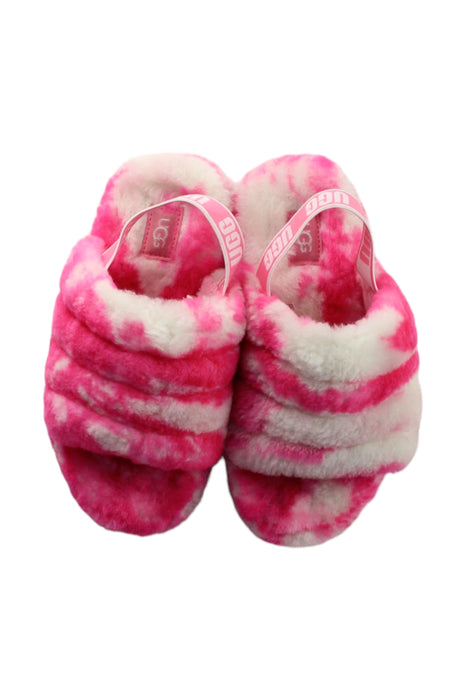 A Pink Slippers from UGG in size 7Y for girl. (Back View)