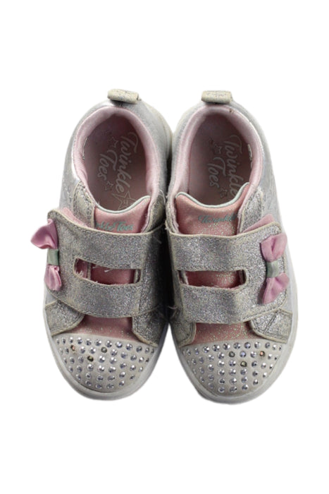 A Pink Sneakers from Skechers in size 3T for girl. (Back View)