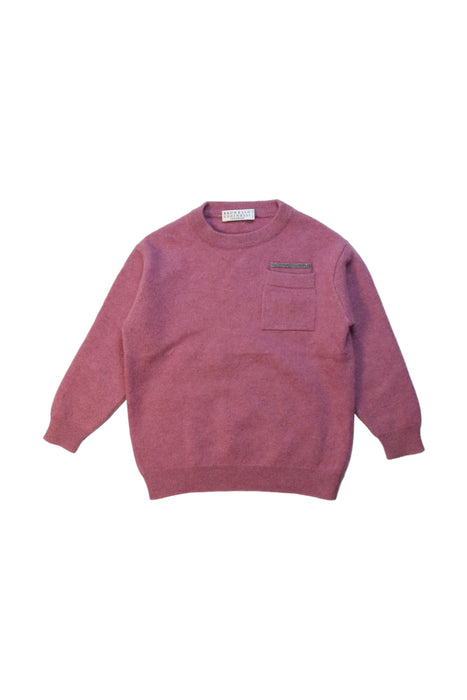 A Pink Knit Sweaters from Brunello Cucinelli in size 4T for girl. (Front View)