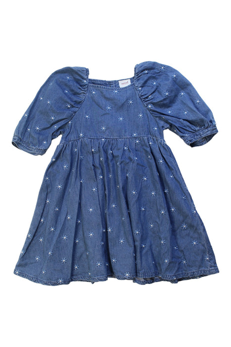 A Blue Short Sleeve Dresses from Seed in size 5T for girl. (Front View)