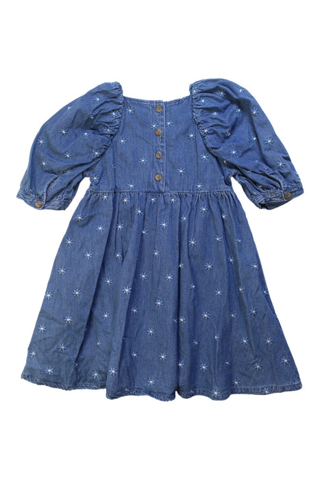 A Blue Short Sleeve Dresses from Seed in size 5T for girl. (Back View)