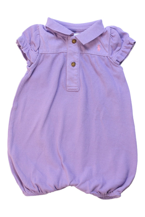 A Purple Short Sleeve Rompers from Ralph Lauren in size 0-3M for girl. (Front View)