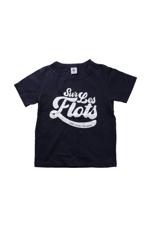 A Blue Short Sleeve T Shirts from Petit Bateau in size 6T for boy. (Front View)
