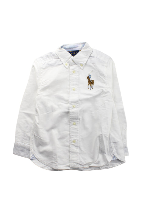 A White Long Sleeve Shirts from Polo Ralph Lauren in size 4T for boy. (Front View)