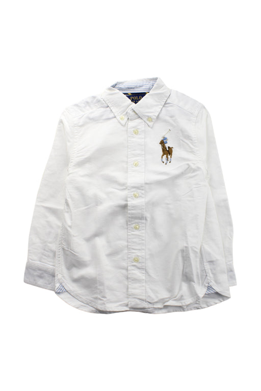 A White Long Sleeve Shirts from Polo Ralph Lauren in size 4T for boy. (Front View)
