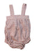 A Pink Overall Shorts from Lola Palacios in size 6-12M for girl. (Front View)