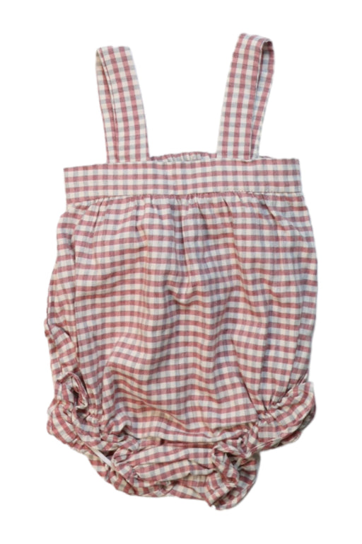 A Pink Overall Shorts from Lola Palacios in size 6-12M for girl. (Front View)