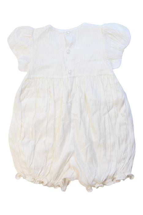 A White Short Sleeve Rompers from Kingkow in size 3-6M for girl. (Back View)