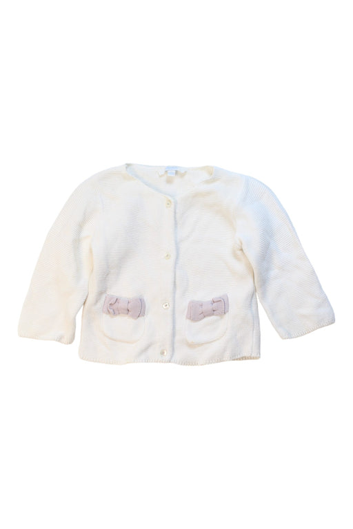 A White Cardigans from Jacadi in size 3-6M for girl. (Front View)