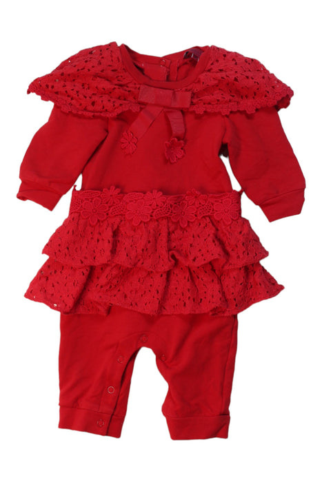 A Red Long Sleeve Jumpsuits from Nicholas & Bears in size 3-6M for girl. (Front View)