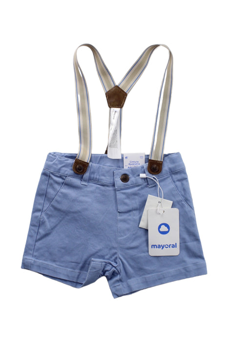 A Blue Overall Shorts from Mayoral in size 12-18M for boy. (Front View)