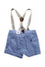 A Blue Overall Shorts from Mayoral in size 12-18M for boy. (Back View)