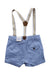 A Blue Overall Shorts from Mayoral in size 6-12M for boy. (Back View)