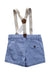 A Blue Overall Shorts from Mayoral in size 12-18M for boy. (Back View)