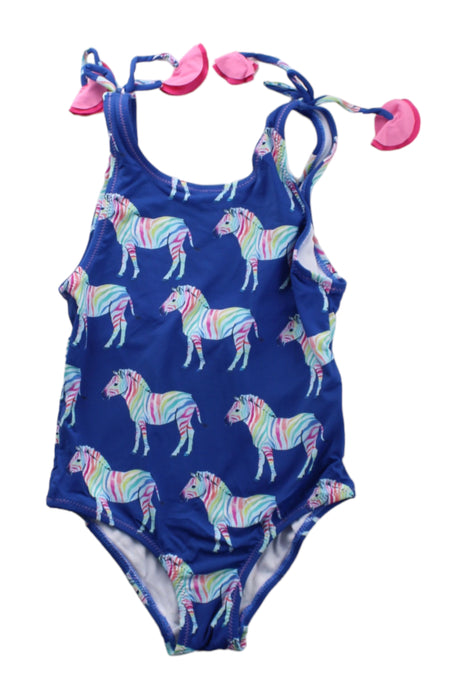 A Blue Swimsuits from Hatley in size 5T for girl. (Front View)