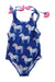 A Blue Swimsuits from Hatley in size 5T for girl. (Front View)