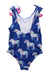 A Blue Swimsuits from Hatley in size 5T for girl. (Back View)