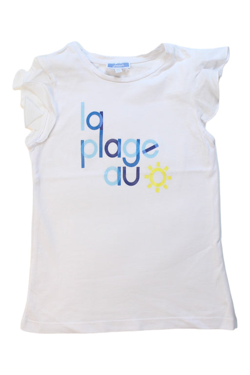 A White Short Sleeve Tops from Jacadi in size 6T for girl. (Front View)