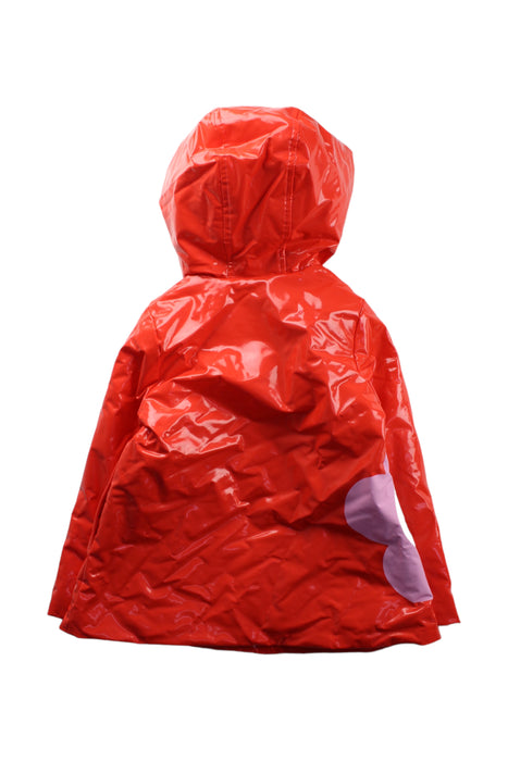 A Red Rain Jackets from Jacadi in size 6T for girl. (Back View)