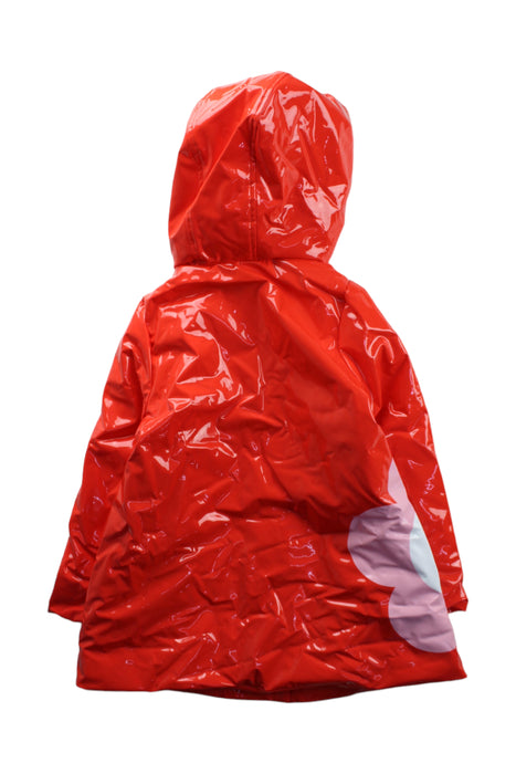 A Red Rain Jackets from Jacadi in size 6T for girl. (Back View)